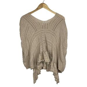 Anthropology Little Yellow Bird Carolina Open Knit Ruffle Poncho Cover Up US XS